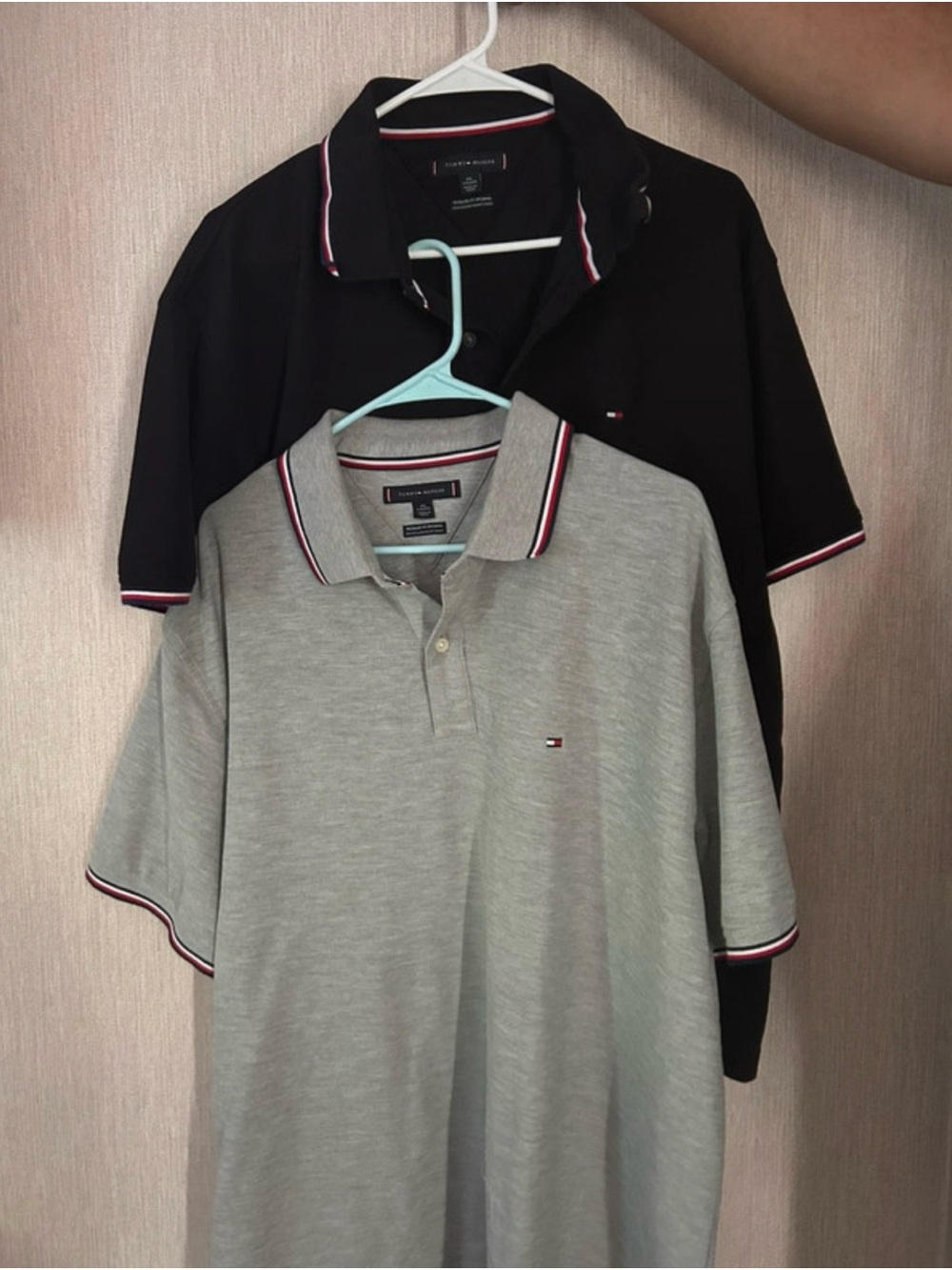 Tommy Hilfiger Men’s Grey and Black Polo Duo with Contrast Trim